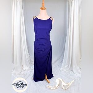 Royal Blue Gown dress Size 10  Rhinestone Shoulder